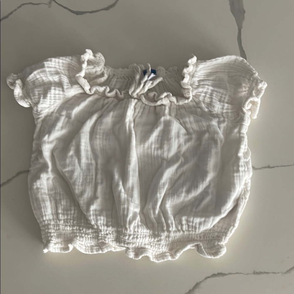 Girls Old Navy White Cropped Peasant Top